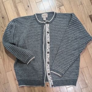 Woolrich Gray Wool Cardigan Sweater